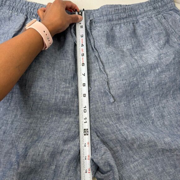 LL Bean 100% Linen Pull On Pants Size 20W Wide Leg Blue Travel Coastal Beachy - Picture 5 of 10